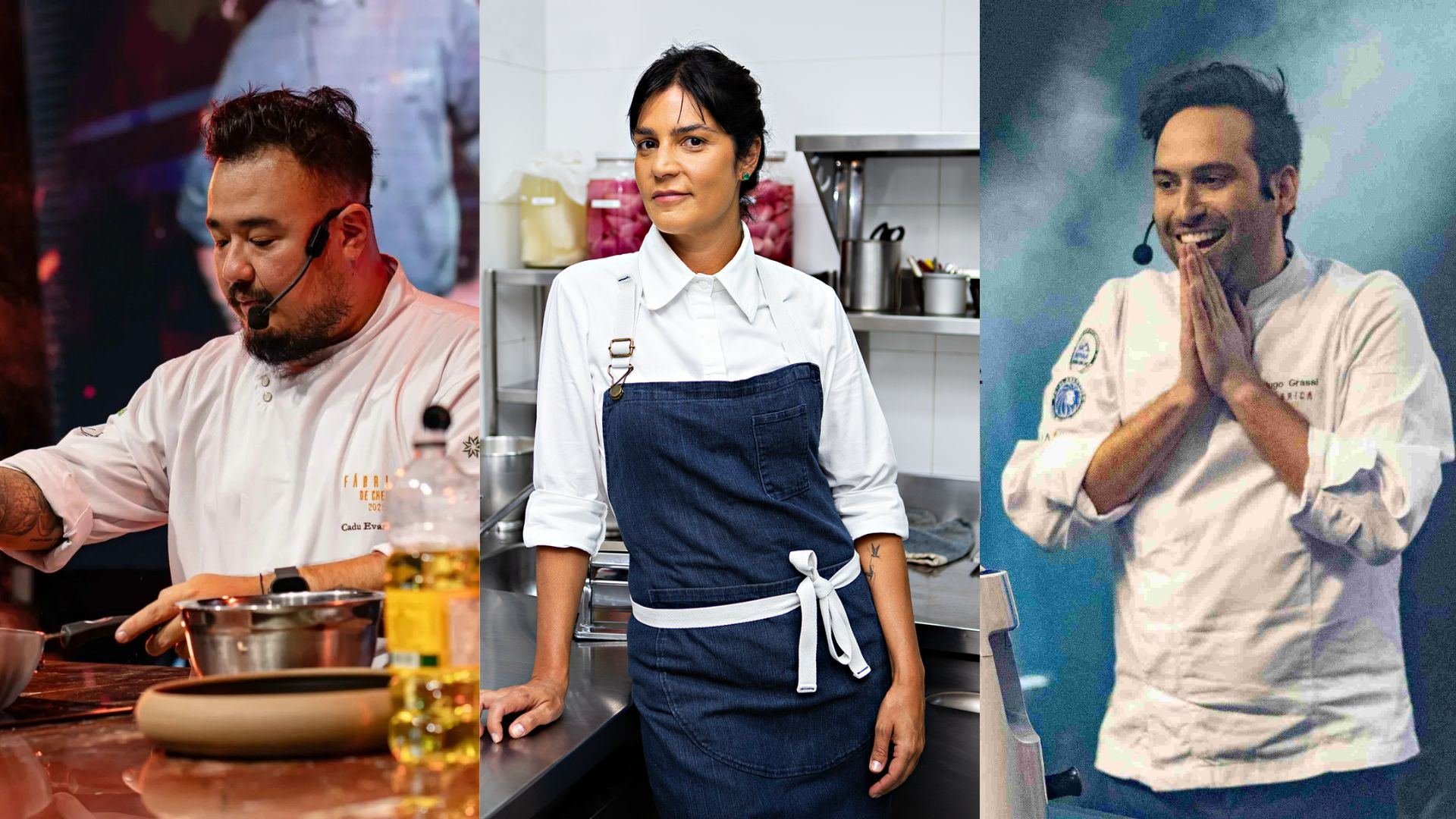Chefs Cadu Evangelisti, Manu Buffara e Hugo Grassi marcarão presença no Fábrica de Chefs 2026